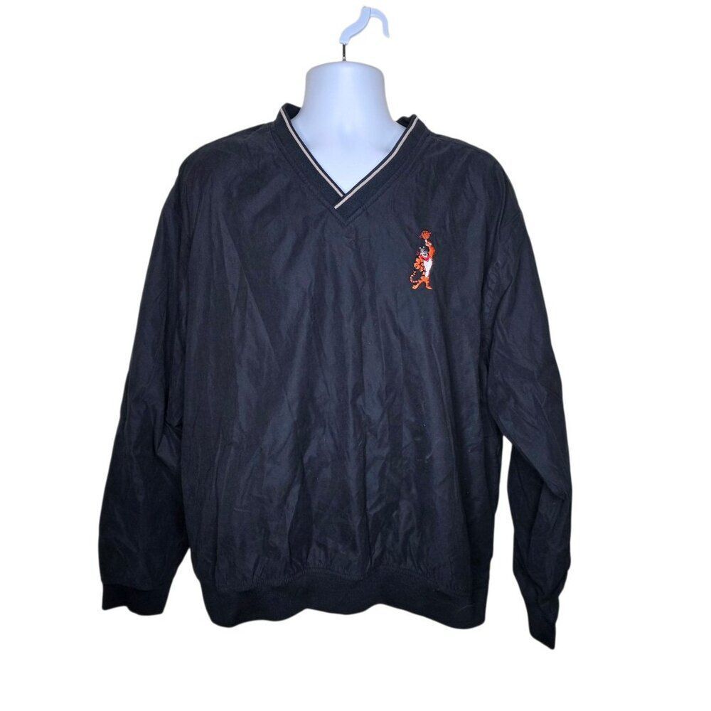 Vintage Tony The Tiger Basketball V Neck Windbreaker Mens Size XL Black